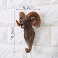 Gancio da parete a testa di ariete vintage in resina marrone, 15,5 cm x 8,5 cm - Antilope