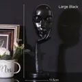 Artistic abstract resin woman face statue in matte black finish, large size 37cm - Height 37cm / Black Large
