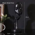 Abstract black resin face sculpture in small size, thinker pose for home art decor - Height 29cm / Black Small