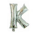 Shiny silver 16-inch foil balloon shaped like the letter K for party decorations - Bright Silver K