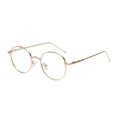 Retro round metal sunglasses with thin gold frame and detailed temple accents - C2 Gold Frame Clear Lens