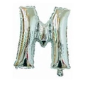 Single 16-inch silver foil balloon in M shape for wedding and party decorations - Bright Silver M