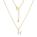 Detailed macro of golden necklace with sparkling rhinestone paved letter H pendant - Letter H (XL00063-H)