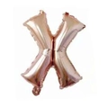 Single 16-inch rose gold foil balloon in the shape of letter X with metallic luster - Rose Gold X