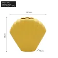 Medium yellow shell-shaped ceramic vase with matte texture and ridged surface details - Yellow / Medium (19.5x18x7.5cm)