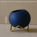 Morandi dark blue ceramic planter with gold metal tripod stand for home decor - Sapphire Blue