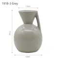 Jarrón geométrico minimalista de cerámica gris con asa única y base esférica - 1918-3 Gris Neutro