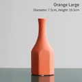 Modern orange matte ceramic vase in large size with hexagonal base for home decor - 7.5x19.5cm / Orange Red
