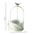 Nordic green marble ceramic plant pot with golden bird metal handle stand, height 19.5cm - Small (Pot Height 6cm) / Green Marble