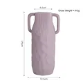 Jarrón de cerámica púrpura hecho a mano con asas dobles y textura de rayas única - Púrpura TS128
