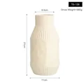 Jarrón de cerámica crema con textura geométrica y dimensiones de 21cm para decorar - Beige TS129