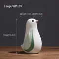 Pájaro decorativo de cerámica blanca con plumas verdes y puntos, tamaño grande 13cm - Grande