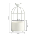 White birdcage iron frame with white ceramic succulent pot, height 20cm and width 9cm - White