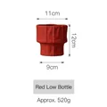 Moderne rode keramische vaas met verticale strepen en matte afwerking hoogte 12 cm - Rode Lage Vaas-TK085