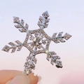 Sparkling silver snowflake hair clip with crystal rhinestones on elegant metal base - Silver Snowflake