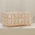 Luxury gold crystal tissue box holder with metal frame and sparkling square glass crystals - Gold Crystal Tissue Box