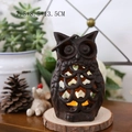 Vintage owl cast iron tea light candle holder with hollow patterns for home garden decor - Owl XA-8