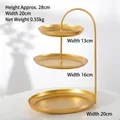 Minimalist matte gold 3-tier jewelry stand and makeup tray organizer, height 28cm - 3-Tier Golden Display Tray
