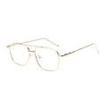 Lunettes de soleil aviateur en métal doré avec branches ondulées pour hommes et femmes - Monture Dorée Verres Plats Transparents