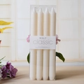 Set di 4 candele a colonna bianche in confezione trasparente per decorazioni nordiche - Asta Dritta 25CM / Avorio