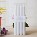 Set di quattro candele bianche affusolate senza profumo in confezione trasparente - Asta Dritta 25CM / Bianco