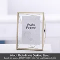 Nordic 6-inch golden ginkgo leaf metal photo frame with geometric glass display stand - Geometric Gold Frame - 6 Inch / Gold