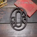 Industrial cast iron decorative number 0 sign in vintage style, size 8.5x11.5x0.5cm - Hollow Number 0
