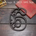 Industrielle Wanddeko aus Gusseisen Nummer 6 in vintage Dunkelbraun für Cafe und Haus - Hohle Nummer 6