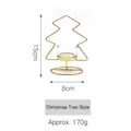 Portacandele a forma di albero di Natale in metallo dorato con vetro di 15 cm - Portacandele Stile Albero di Natale