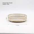 Golden vertical stripe small jewelry tray with mirror base and metal frame - Small Striped Pattern Tray