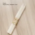 Set di due candele in cera d'api bianco crema con trama a nido d'ape e fiocco - Bianco Sporco