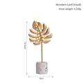 Golden monstera leaf ornament on terrazzo base small tabletop home decor 19.5cm - Monstera Leaf-Small