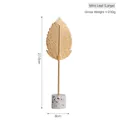Large golden mint leaf iron ornament on terrazzo base for modern home desktop decor - Mint Leaf-Large