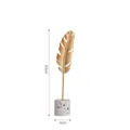 Moderne goldene Feder Skulptur auf Marmorsockel, Deko für Zuhause, kleine Größe 23cm - Feder-Klein