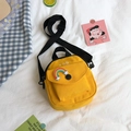 Yellow canvas crossbody bag with rainbow embroidery and adjustable black shoulder strap - Yellow
