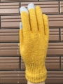 Winter thermal knit gloves in yellow with grey touch screen fingertips and ribbed cuffs - Polycotton Yellow