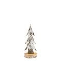 Natural wood Christmas tree ornament with bark texture and white snow paint finish - Log Tree Small