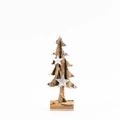 Árbol de Navidad de madera natural con acabado nevado blanco y detalles de estrellas - Árbol de Cuerda de Cáñamo Mini