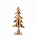 Árbol de Navidad de abedul natural con cordel y estrellas plateadas sobre base de madera - Árbol de Cuerda de Cáñamo Mediano