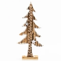 Árbol de Navidad de madera natural con bordes de corteza y efecto nieve blanca - Árbol de Cuerda de Cáñamo Grande