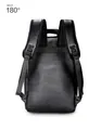 Vista posterior de la mochila de negocios en cuero negro con correas y textura de piel - Negro (Correa Ancha de Malla de Esponja)