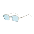 Gafas de sol irregulares de metal plateado con lentes azul claro y detalles geométricos - Montura de Plata Lente Azul