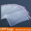 Pack de 100 bolsas transparentes OPP adhesivas con tira roja para tarjetas de joyas - 100 Piezas Bolsas de Embalaje 8x15cm