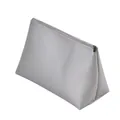 Neceser minimalista de cuero PU gris claro con cremallera de metal plateada elegante - Plata Perlada