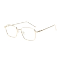 Classic gold square metal frame sunglasses with retro minimalist style for women and men - Gold Frame Clear Lens