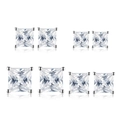 Set di quattro paia di orecchini a lobo quadrati in argento S925 con zirconi cubici - Orecchini Taglio Princess SE305-3M / 3mm / Argento