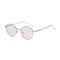 Retro round metal sunglasses with silver frame and light pink lenses for fashion street style - C4 Silver Frame Purple Pink Lens