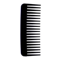 Matte black wide-tooth rectangular hair comb for detangling and scalp massage on white background - Black