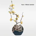 Nordic gold and navy ceramic vase set with artificial yellow jasmine flowers for home decor - Galsang Vase + Winter Jasmine