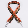 Adjustable crossbody bag strap with vibrant orange and black flame pattern webbing - Pattern 96 (Silver Hook)